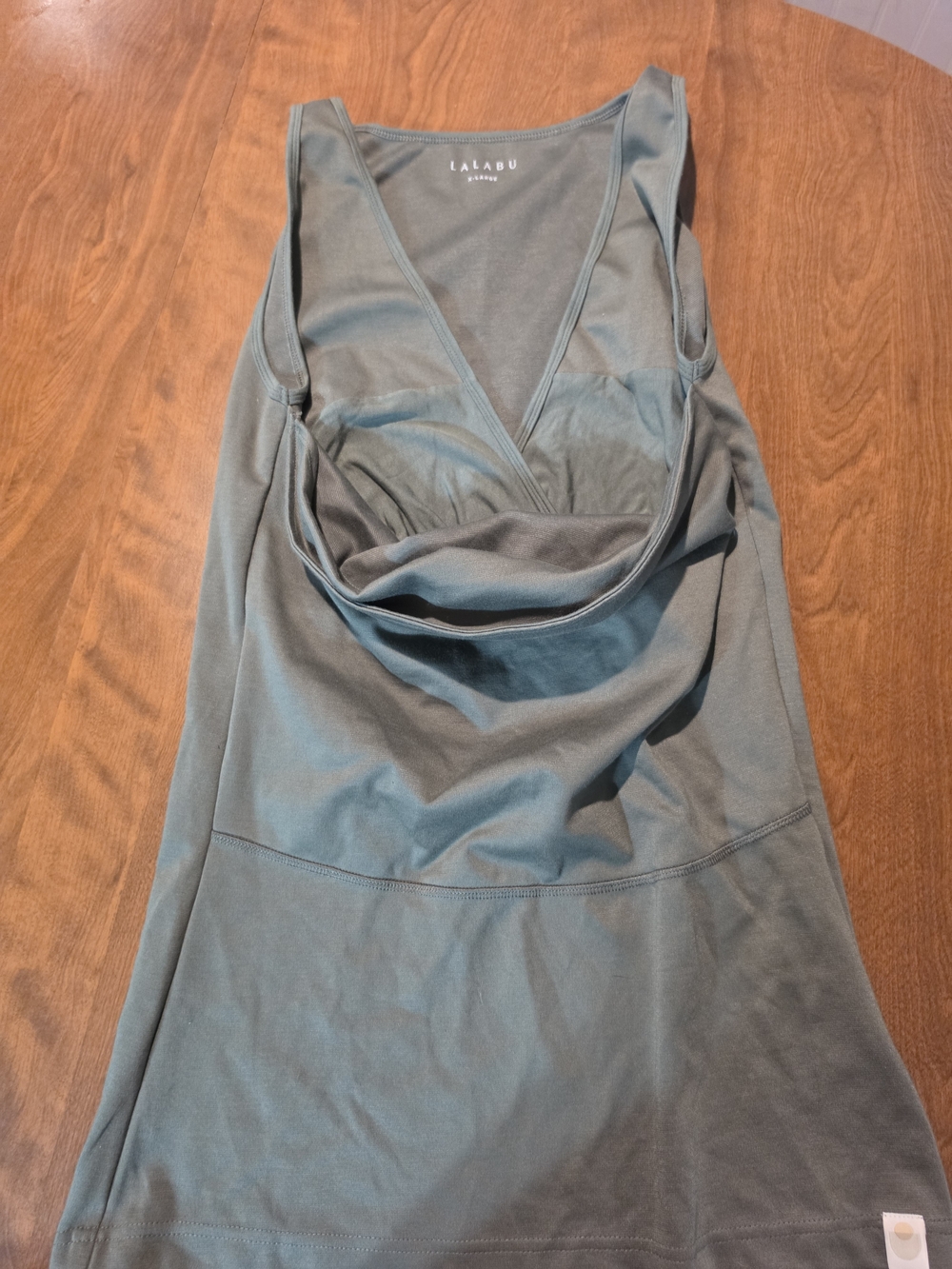 LAALBU Sage Green Baby Wearing Shirt